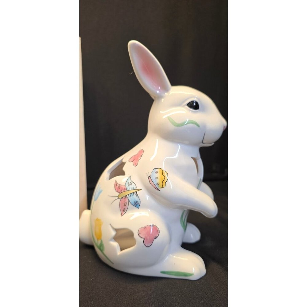8" Easter Bunny Ceramic Candle Holder Youngs Heartfelt Kitchen Creations